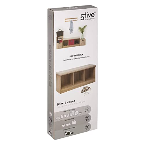 Banc 3 Cases Mix n modul 5five : assise robuste et cubes de rangement bois