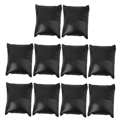 Ciieeo 10pcs Watch Display Pillows for Jewelry Organization Black PU Cushions for Bracelet and Watch Box Elegant and Protective Design for Retail and Trade Shows