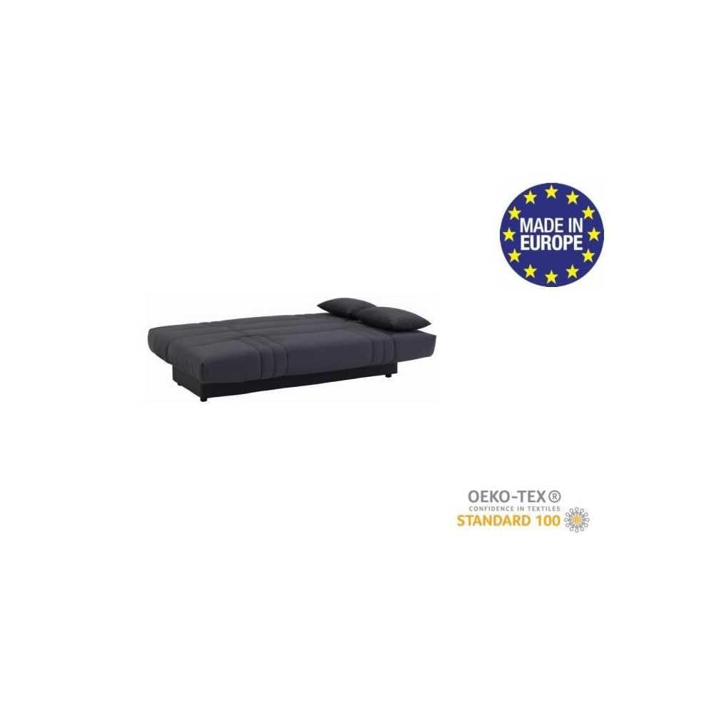 Générique Dream Banquette clic clac 3 Places - Tissu 100% Coton - Gris Anthracite - Contemporain - L 190 x P 92 cm