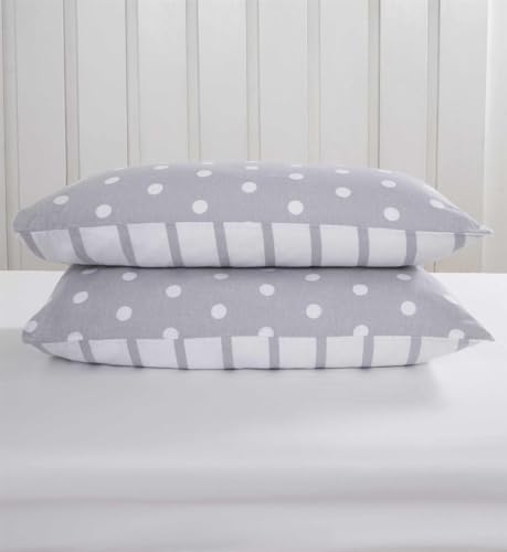 Miniatura 4 de Rapport Home - Juego De Funda De Edredón De Microfibra Cepillada De 180 Hilos, Diseño De Lunares Y Rayas, Color Gris