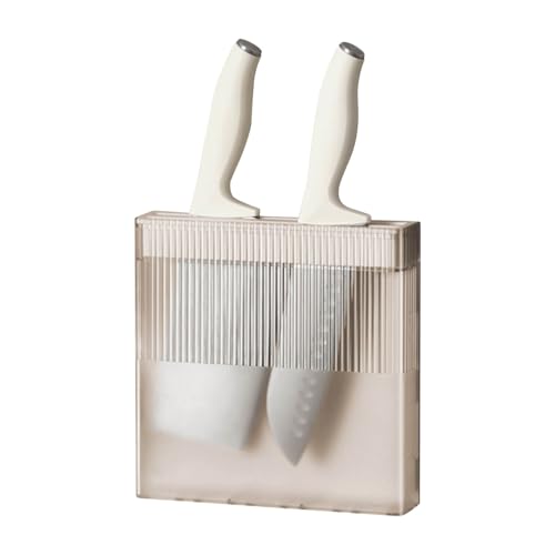 LIYJTK Wall Mount Knife Block Detachable Storage Stand Multi Functional Space Saving Easy Installation ABS Material for Kitchen (Brown)