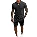 Deux Fermetures à glissière col décontracté Poche Hauts Shorts Ensemble pièce Solide Turn-Down Hommes Hommes Costumes et Ensembles Sweat-Shirts Baggy pour Hommes