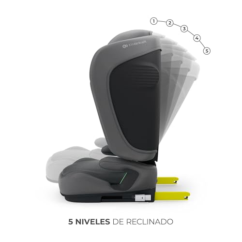 Kinderkraft UNITY 2 i-Size, Silla de coche plegable 100–150 cm, De 3,5 a 12 años aproximadamente, Reposacabezas ajustable, Tapizado con sistema AIR FLOW, Ajuste del respaldo en 5 posiciones, Gris - imagen 2