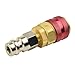 KoiLykke R134A High Side Quick Coupler Adapter, 17 mm ID Brass Fitting for Car Air Conditioning for Manifold Gauge, 180-Degree Red