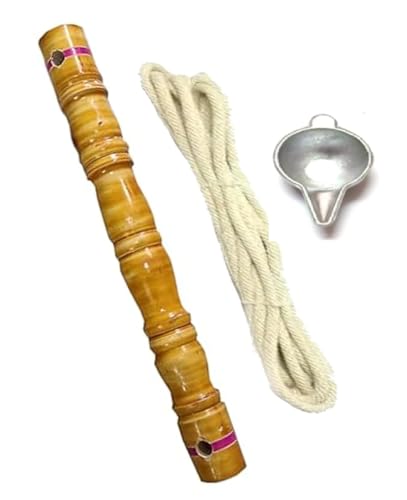 Image of Yellow Wooden Thottil Kambu /Baby Cradle Swing Stick /Rope /Sangu Aluminium Paladai /Bondla