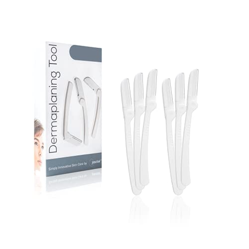 Jasclair Dermaplaning Razor (6 Count) – Face Razors for Women for Peach Fuzz, Eyebrow Shaping & Gentle Exfoliation – At-Home Facial Shaver for Smooth Skin and Flawless Makeup Prep