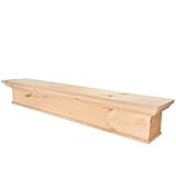 Barton 60' Floating Fireplace Mantel Wood Self Rectangle Mantel Wooden Rustic Wall Shelf Perfect for...