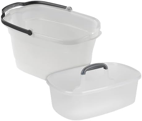 Casabella Cleaning Bucket & Storage Caddy Bundle, 4-Gallon Rectangular Mop Bucket with Pour Spouts and 1.5-Gallon Multipurpose Caddy with Handle, Clear image 2