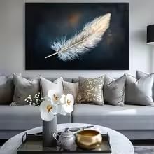 Toile plume blanche abstraite pour créer une ambiance zen au salon