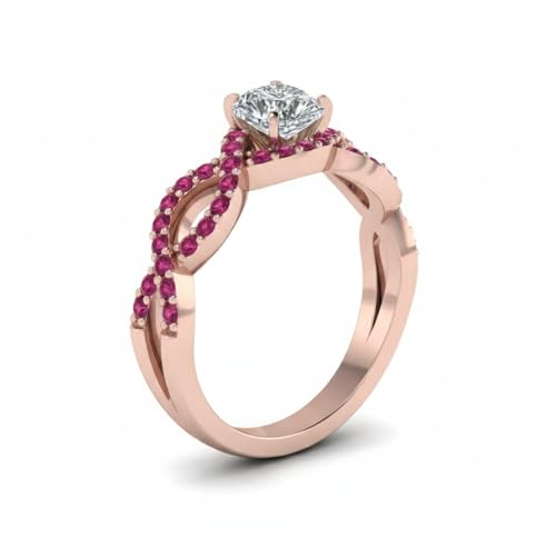 Bague de fiançailles infini plaqué or rose avec pierre précieuse cœur fendue