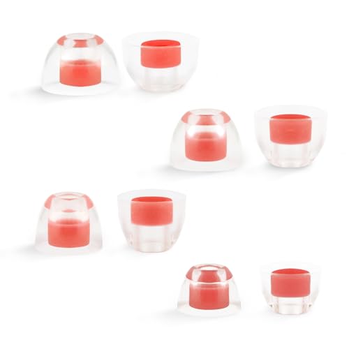 3APLUS イヤーピース シリコン イヤーチップ 液体シリコン製 完全ワイヤレスイヤホン向け&有線イヤホン向け 重低音強化 音質向上 医療用シリコンを採用 4セット 8個入り XS/S/M/L サイズ各1ペア 砲弾型 レッド