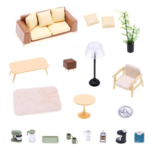 Miniature House Furniture - Mini Doll Room Furnishings Kit, Vintage