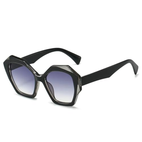 Lunettes de soleil vintage polygonales femmes monture hexagonale tendance été