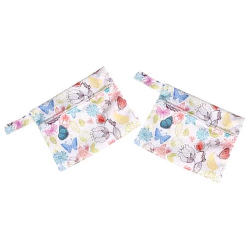 Mobestech Bolsa para Toallas Sanitarias Pequeña 2 Piezas 14x18 Cm Cremallera Estampada Portátil para Cuidado Femenino y Almacenamiento en Viaje y Uso Diario