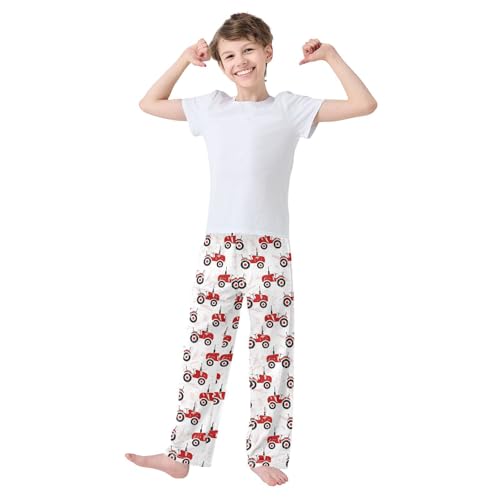 ZZXXB Retro Truck Boys Long Pants Soft Trousers Elastic Waist Kids Lounge Bottoms with Pockets S-XL2