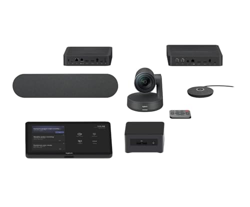 Logitech Room Solution for Teams Medium Kit – Rally PTZ 4K UHD Camera, Intel NUC, Tap Controller, Table & Display Hub, Rally Speaker & Mic Pod, Strong USB Cable, PC & Rally Mount Kit (Renewed)