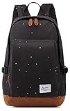 Kaukko Damen Rucksack Studenten Backpack Laptop College Schulrucksack Reiseeucksack, Large, Schwarz