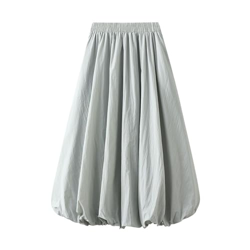 Womens Casual Lantern Skirts Elastic Waist Bubble Pompom Skirt Pleated A-Line Skirts Fluffy Fashion Party Skirt