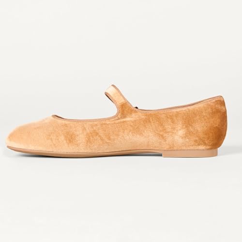 Image of Amazon Essentials Women's Velvet Mary Jane Ballet Flat with Buckle Strap