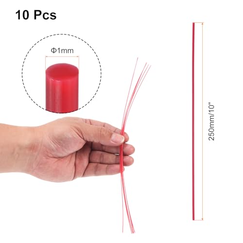 Image of uxcell 10 Pcs Red Plastic Rods 1 x 250mm ABS Styrene Round Stick Round Solid Bar DIY Model for DIY Toys Building Making Architectural Model Making
