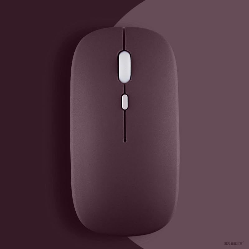 Apple Macbook İle Uyumlu Şarj Edilebilir Sessiz Mouse Bluetooth + 2.4Hz Wifi Kablosuz Mouse Fare Mürdüm