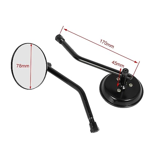 Rétroviseur moto 10mm universel noir arrondi en aluminium