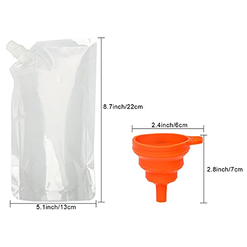 20Pcs Plastic Flasks Drink Pouches For Adults Cruise Pouch Reusable With Screw Top Flask Bags,Flasks For Beverages Plastic Sneak Travel Drinking Pouches For Adults 3 Funnel #TOP1