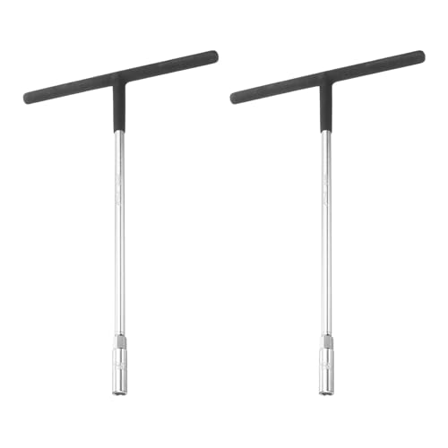 QUARKZMAN 2 Stück 9mm T-Griff Steckschlüssel CR-V Stahl Metrischer 6-Punkt-Sechskant Rutschfestem T-Form-Schlüssel für Motorrad Fahrrad Auto Reparatur