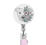 Pitbull Terrier Dog Badge Reel Retractable for ID or Key Card Badge Holder Gift Nurse (Badge Holder - Alligator Clip)