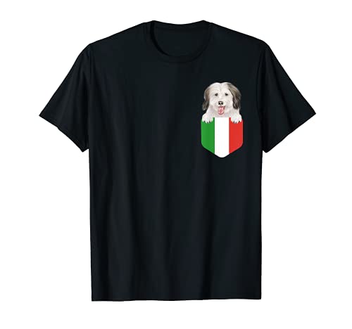 Italy Flag Coton de Tulear Dog In Pocket T-Shirt, Black