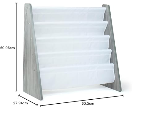 Image of Humble Crew 4-Tier Kids Bookshelf, Camo Wood /Green - Premium Book Shelf for Kids Rooms with Four Deep Pockets - Toddler Sling Book Rack with Deep Sleeves, Nursery Bookcase Organizer