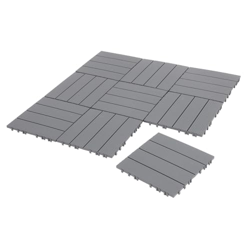Veemoon 11pcs Outdoor Floor Plastic Interlocking Deck Tile for Garden Patio Balcony Flooring Slabs