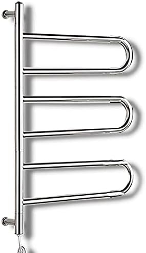 Electric Heated Towel Rack 180° Swivel Wall-Mounted Warmer 304 Stainless Steel Bathroom Radiator with 3 Folding Arms Energy-Efficient Towel Warmer for Spa-Like Comfort