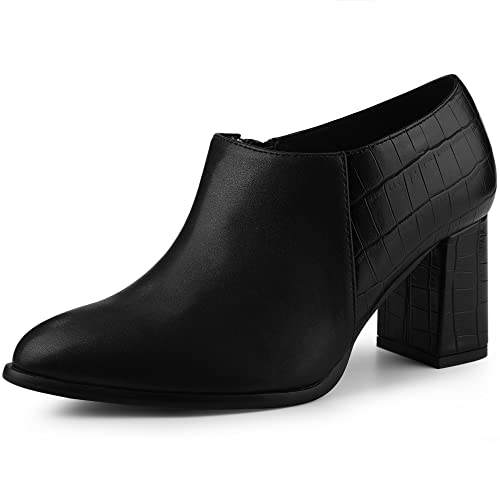 Allegra K Women's Heel Boots Pointed Toe Chunky Heels Ankle Booties