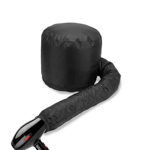 Bonnet Hood Hair Dryer Attachment with Elastic Strap, Used for Hair Styling, Deep Conditioning and Hair Drying (Black)