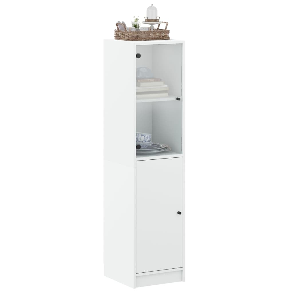 Buffet étroit 4 cubes avec portes pour salon, chambre à coucher, bureau à domicile, blanc