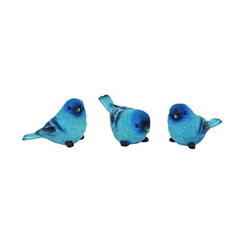 Set of 3 Bluebird Figurines, Indigo Bunting, 3 Poses, Made of Resin, 3.25 " Long x 1.5" Wide x 1.75" Tall Cover