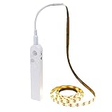 prendre LED テープライト 人感センサー 明暗センサー 電池 USB 自動点灯 常時点灯 両面テープ 防水 カット バックライト （100cm/ウォームホワイト） PR-SENTAPE100-YE