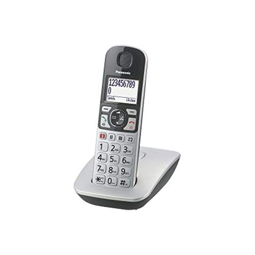 Panasonic KX-TGE510GS DECT Seniorentelefon mit Notruf (Großtastentelefon, schnurlos, extra Lautstärke, hörgerätekompatibel, Eco-Plus) silber-schwarz