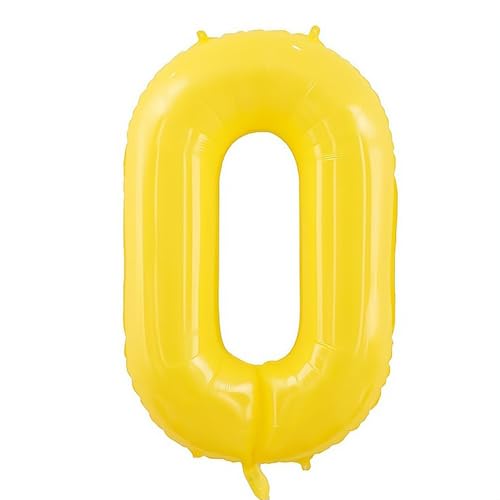 Elizakumi Yellow Number 0 Balloon Large 0th Birthday Anniversary Helium Foil Number Balloon 0 Yellow / 40inch Party Deco