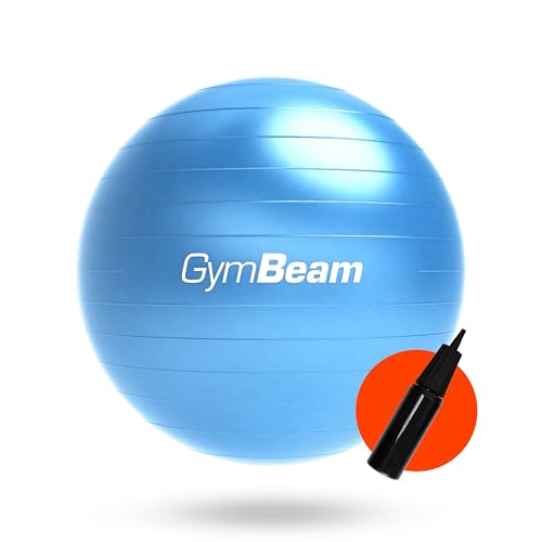 GymBeam Gymnastikball 85 cm - Inkl. Pumpe, verbessert Stabilität und Körperkontrolle, lindert Rückenschmerzen, geeignet für Kräftigungsübungen und Prävention von Rückenschmerzen, Sitzball (Blue)