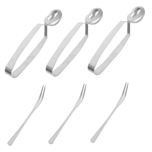 LIGIGWASH 3 set Pinze e Forchette per Lumache in Acciaio Resistente Anti-ruggine Leggero e Facile da per di Mare e Cucina Quotidiana