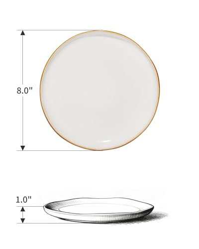 Image of Pokini Ceramic Salad Plates Set of 6, 8inch Stoneware Small, Dessert Plates