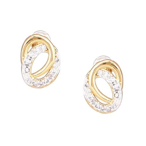 Estele Fashion Jewellery Gold & Rhodium Plated CZ Circular Designer Stud Earrings with White Stones for Girls and Women-AD-003-ER ER (B08CQ2MZX1) Amazon Price History, Amazon Price Tracker