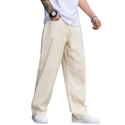 comfits Relaxed Fit Denim Baggy Jeans, Beige, Plain Style, Loose Casual Wear (in, Numeric, 30, Regular, Beige)-picture-25