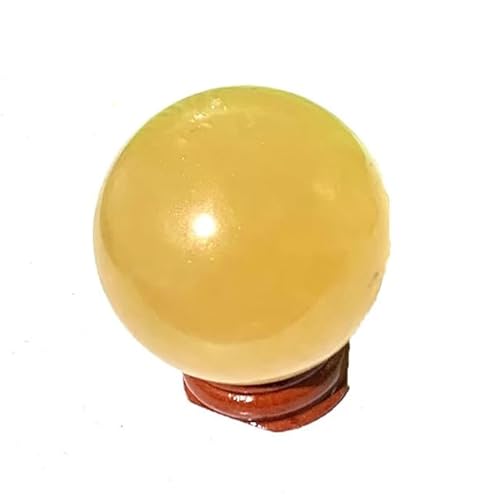 Crystal Ball Ornaments, Crystal raw Stone Polished Home Office Desktop Decoration Crystal Crafts Ornaments,Yellow,40mm