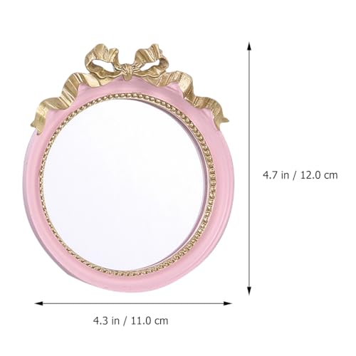 Espejo de maquillaje redondo pequeño portátil bowknot miniatura 2