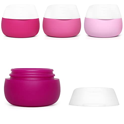 Gemice Silicone Cream Jars, TSA Approved Travel Size Containers - Leak-proof Travel Accessories with Lid for Cosmetic Makeup Face Body Hand Cream (4 Pieces)