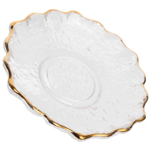 Artibetter Sottobicchiere in Vetro Trasparente con Dorato Anti-scottatura e Spessore Rinforzato Porta Tazza Elegante per tè e caffè Design Fiore Leggero e Multiuso per Tavolo