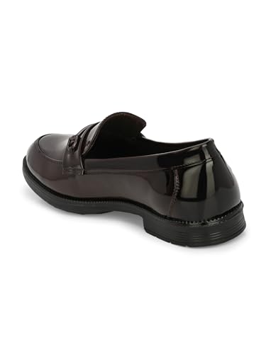 Image of STANPHORD Men Formal Buckle Accent Loafers | Patent Slip-On | Memory Foam Insole | Office Business Wedding Casual WearTan (TPSL F1)